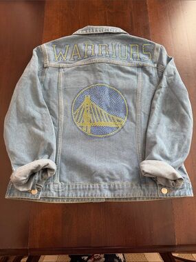 Golden State Warriors Jean Jacket - custom  design w/ swarovski rhinestones